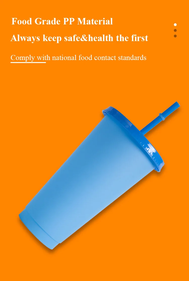 Temperature Color Changing Plastic Cups 24oz Custom Logo Cold Coffee