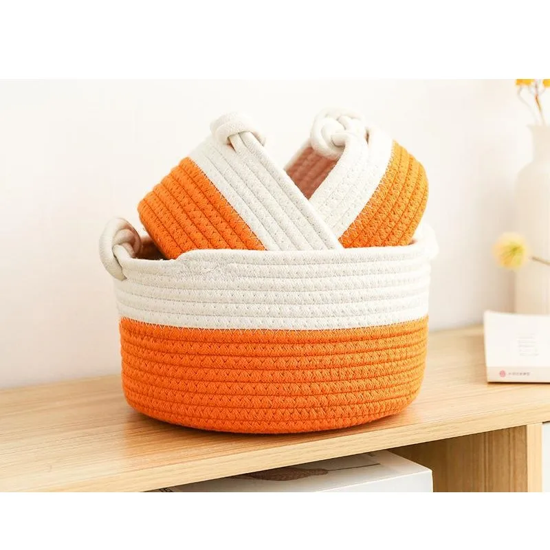 Small Cotton Rope Woven Storage Basket For Organizing For Bathroom
