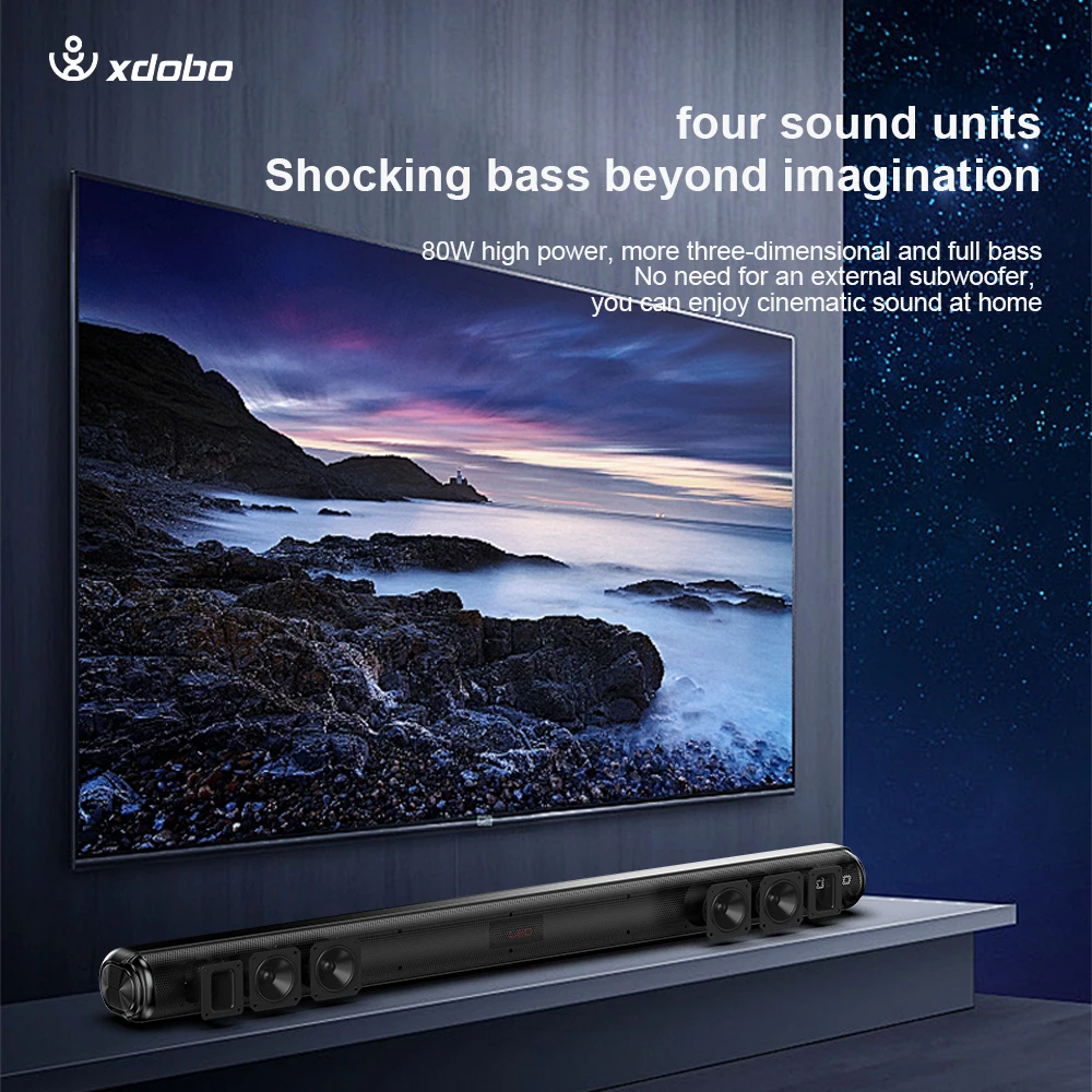 XDOBO Home 1978II Sound Bar for TV 3D Surround Sound Home Theater Audio System 80W Wireless TV Speaker Deep Bass Soundbar