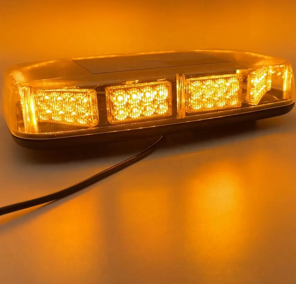 72 LED Mini Light Bar - SAE/R65 Amber Strobe Beacon For Utility Vehicles