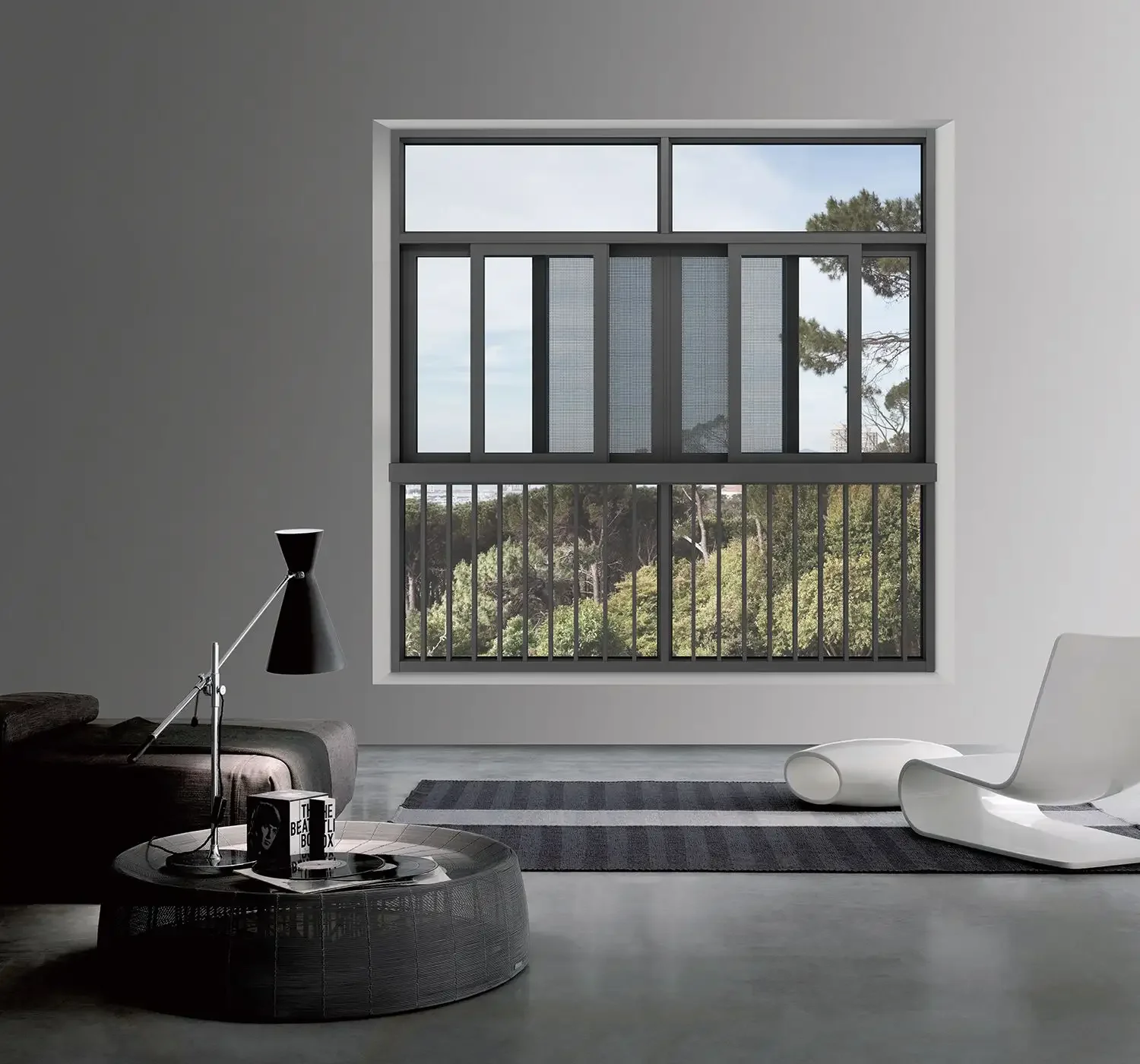 Modern Kitchen Inside Grill Sliding Window Thermal Insulation Aluminum