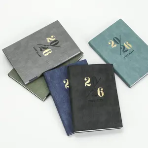 A5 Hardcover Planner Custom Diary Printing Leather Daily Weekly Monthly Planner 2026 Diary 365-days Plannerbook