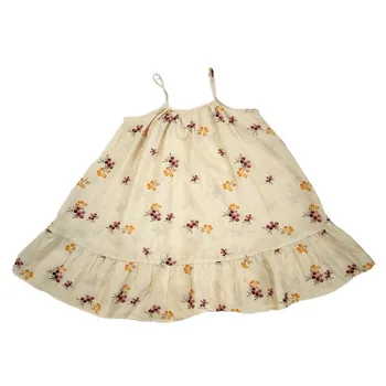 2024 summer baby girl dress new style flower print suspender tencel cotton suspender vest sweet sleveless princess dress