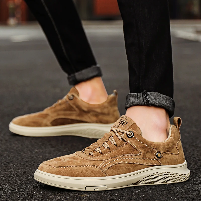 Men's casual shoes outdoor men's shoes new handmade large size stitching all-match business leather shoes men