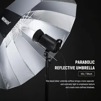 NEEWER 41"/104cm Parabolic Reflective Umbrella Photography with Silver Inner for Camera Photo Studio Video Light detail image