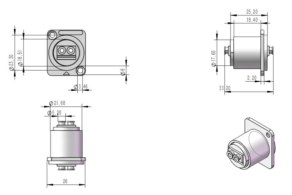 Fiber Optic Panel Mount D-Type LC Female to Female Coupler Single-Mode Multimode Fiber Optic LC Chassis Connector IP44