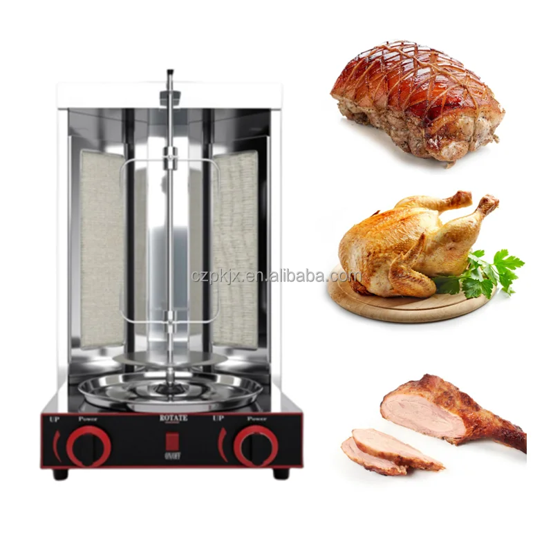 Two Burners Gas Electric 2 In1 Automatic Rotating Doner Kebab Machine Chicken Shawarma Grill Machine