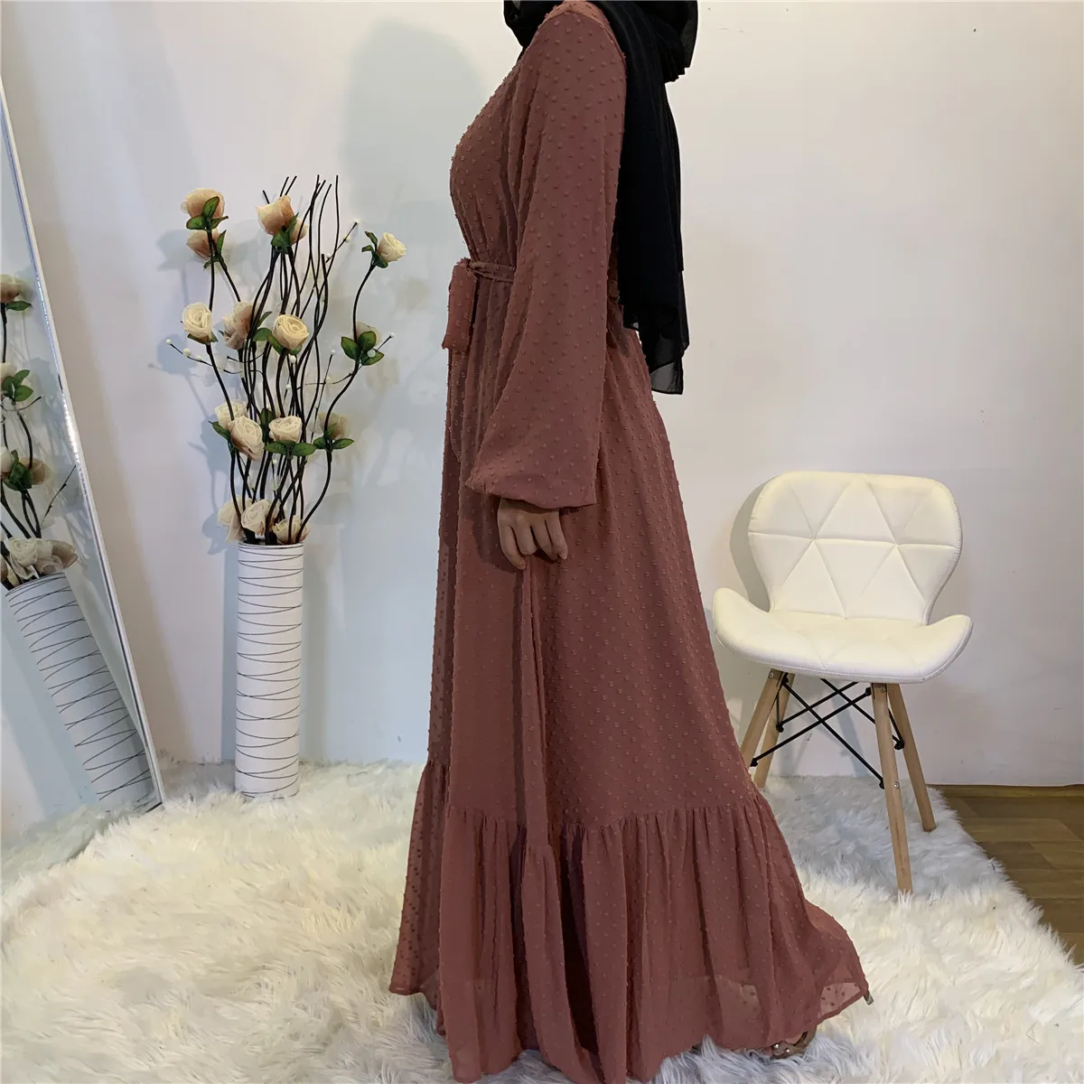 Wholesale Muslim Popular Polka Dot Islamic Clothing Long Dress Turkish  Modest Maxi Muslim Fashion Dress