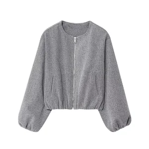 Women's Autumn Casual Breathable Zipper Long-sleeved Crew Neck Jacket New Fashion Soft