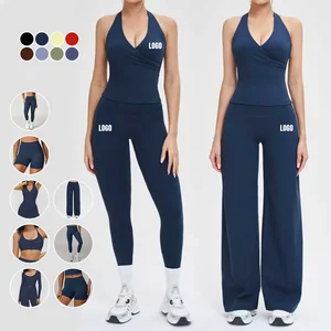 High Quality 8 Pieces Sports Fitness Sets Outdoor Running Training Quick Drying Tight-Fit Backless Breathable Womens Activewear