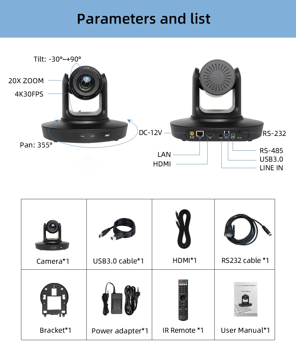 HDKATOV 4K30 AI Tracking PTZ Camera - Ideal for Church Streaming