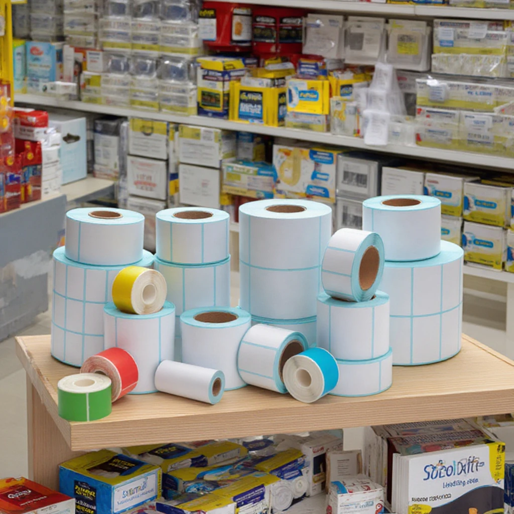 4x4 Colored Direct Thermal Shipping Labels 102x102mm Adhesive Barcode Stickers Thermal Label Paper for Waybill for Promotions details