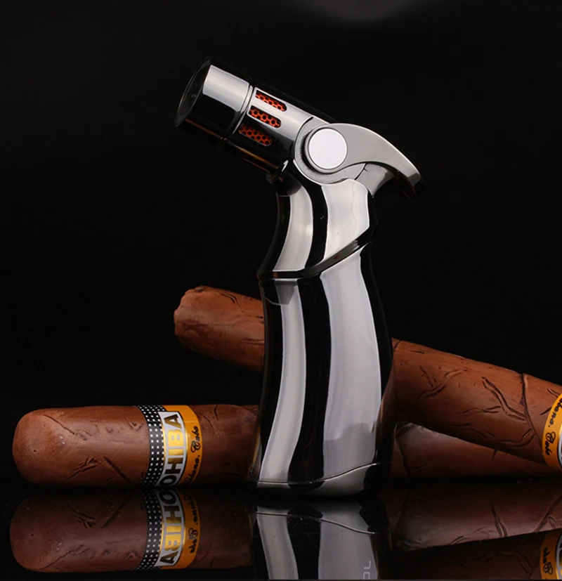 Torch with Custom Logo for BBQ Cigar Butane Metal Lighter Refillable Lighter Smoker Torch Cigar Lighter General-purpose Gun