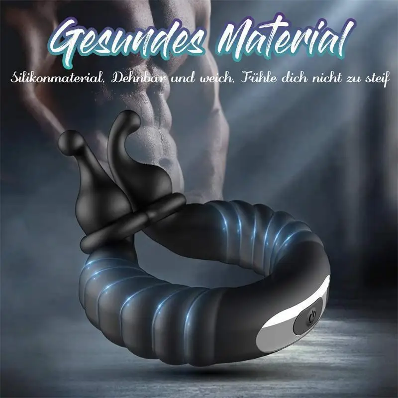 Cock Ring with 10 Vibration Modes Ring Vibrators with Testicles Vibration for /Perineum/Testicles Stimulation, Ring Stretchable