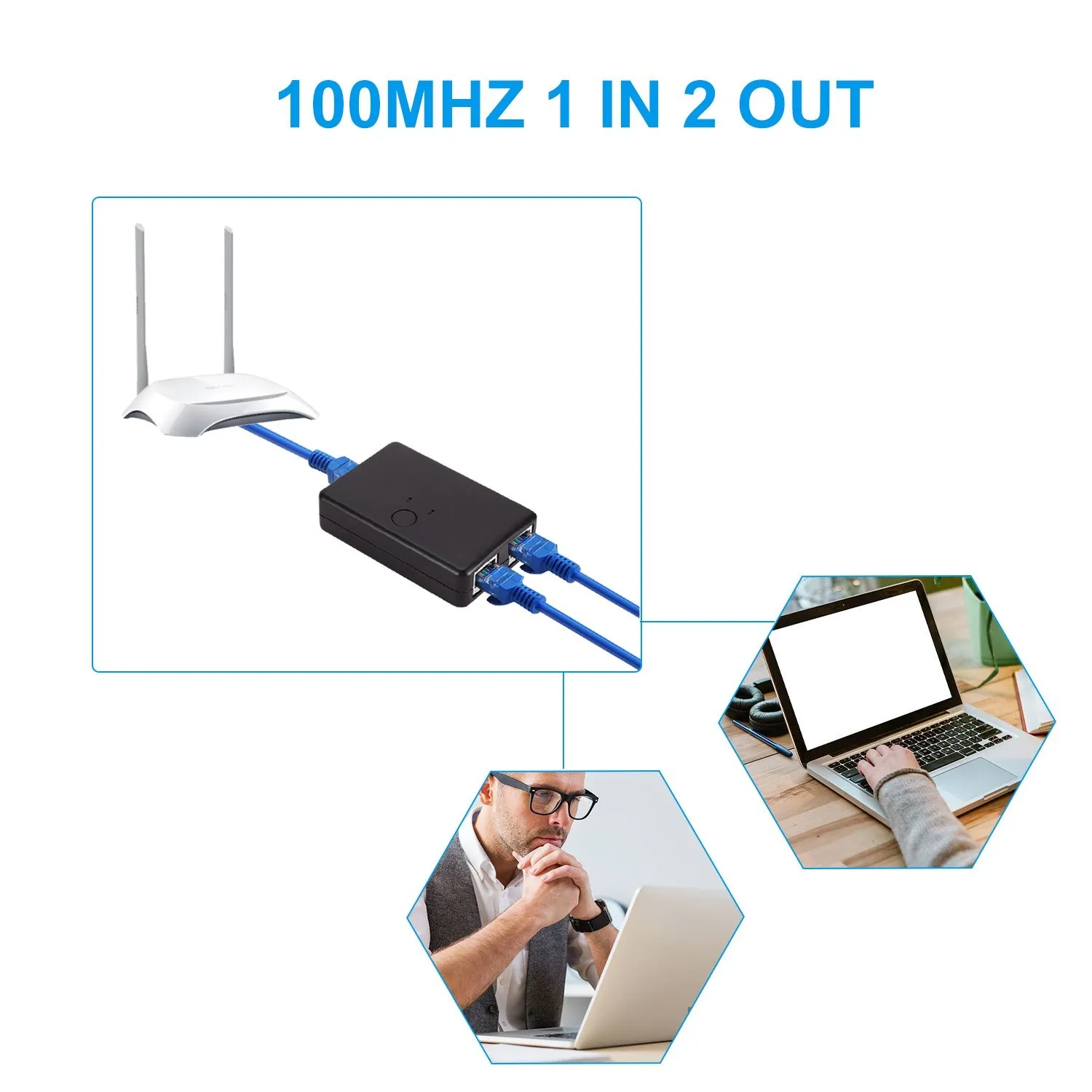 Wholesale 2 Port Rj45 Cat6 Lan Hub Network Switch Box Selector 2 In 1 Out 1  In 2 Out Ethernet Cable Splitter Connector For Laptop White From China
