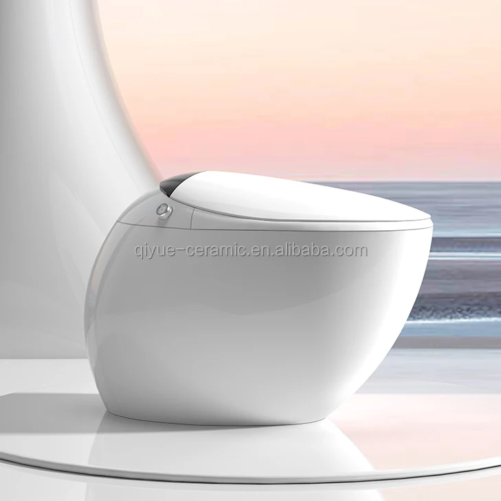 New Style Voice Control Automatic Flushing Electronic Intelligent Wc Egg Shape Bathroom Round Smart Toilet