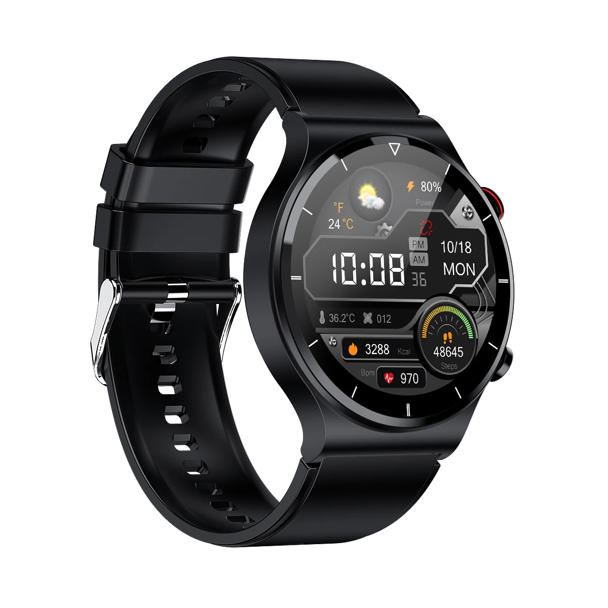 Montre connectée E88 pour les téléphones Android et IOS, moniteur de rythme  cardiaque, ECG, capteur de température corporelle, Charge sans fil, pour