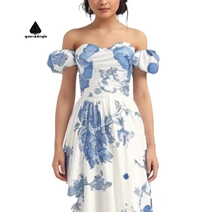 Custom Floral Print Skirt Evening Party Prom Dresses Elegant Women Sexy Backless Maxi Dress