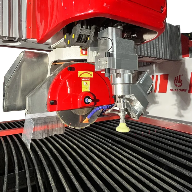 HUALONG Stone Machinery Italian Cnc Software Sawjet 5 Axi Axis CNC Granite Marble Bridge Saw and Water Jet Stone Cutting Machine