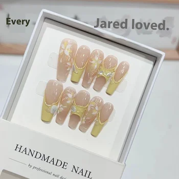 Wholesale Pure Hand-Painted Akiano Small Flower Shell Nail Art ABS Removable Nail Piece for Finger French Hand-Worn Nail Patch