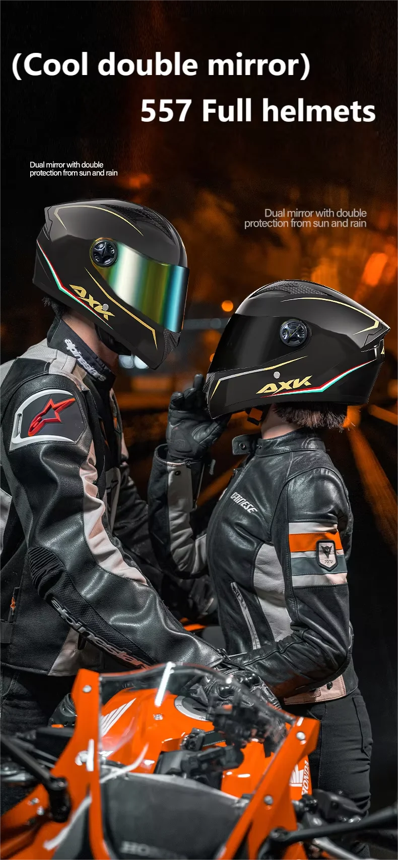 Durable Protective Classic Cool Full Face Motorcycle Helmet Solid Color Paris Cross-Border Electric Motorcycle Helmet