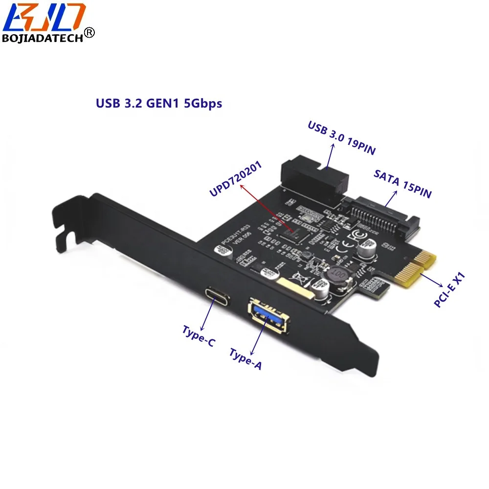 GLOTRENDS U3044 4-Port USB 3.2 Gen1 5Gbps PCIe Expansion Card, Compatible with