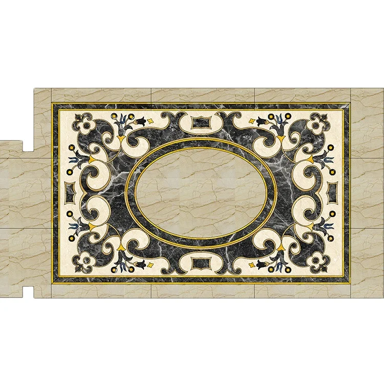 Marble Waterjet Medellion Pattern Hotel Villa Lobby Floor Design