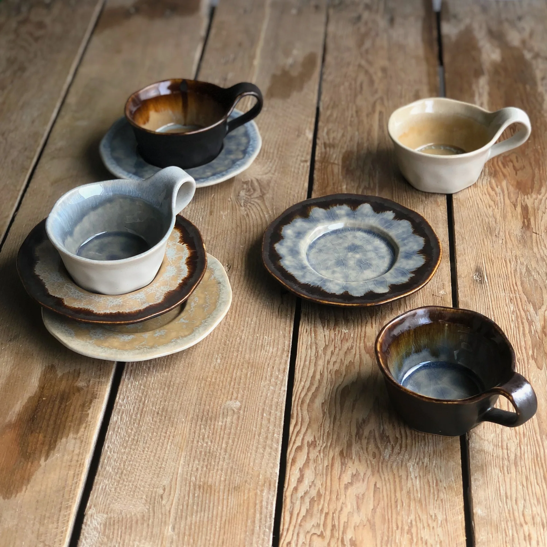 Vintage Ceramic Kiln-style Hand-brewed Coffee Cup With Saucer Breakfast ...