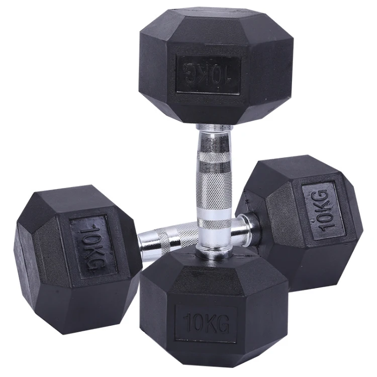 Professional Design Home Gym Hex Dumbbell Set 5kg 7.5kg 10kg 20kg Weights Rubber Coated Cast Iron and Steel Hexagon Dumbbells
