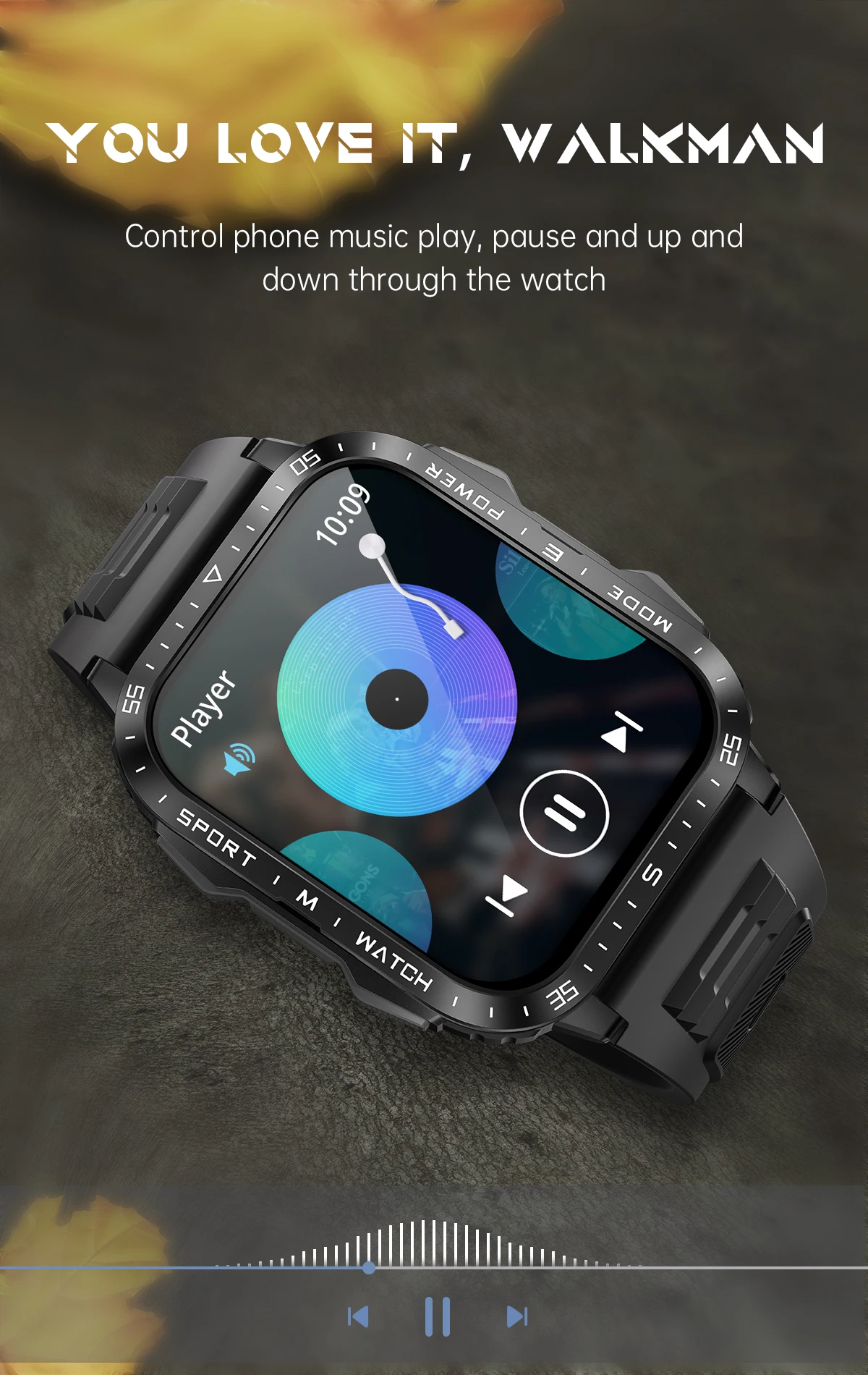  KT79 2026 Sport Smart Watch UV LAMP Ultra Powerful Flashlight 1.96 Inch IPS Screen IPX8 3ATM BT Call Smart Watch for Men