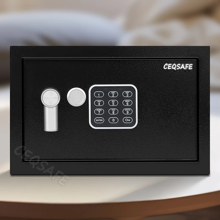 CEQSAFE Hög säkerhetspengaskåp Mini Stålskåp med Elektroniskt Lås Säkerhetsdepositkassa