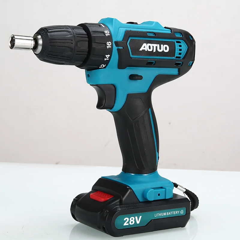 Customized Cross-border Charging Drill Lithium Battery 28V Dual Speed Screwdriver Wrench Machine Toolbox Package