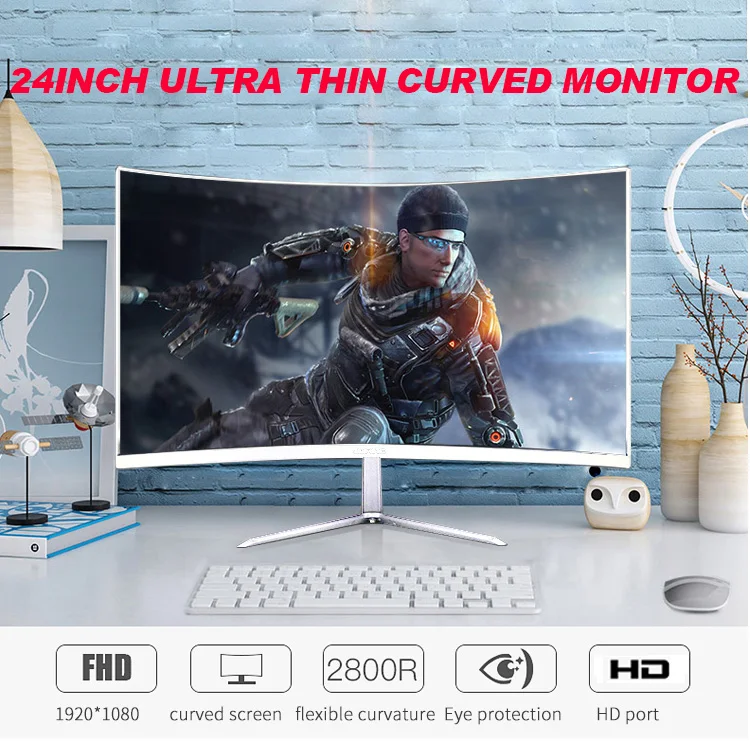 2800R 24インチ FHD カーブド フルHD デスクトップ LCD PC LED