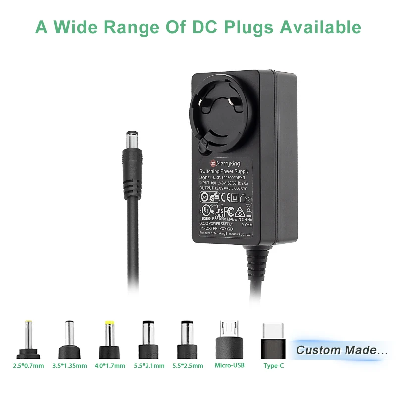 12V5A Interchangeable AC/DC Power Adapter