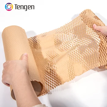 Customized Gift Paper Rolls Protective Biodegradable Honeycomb Kraft Packaging Paper Roll