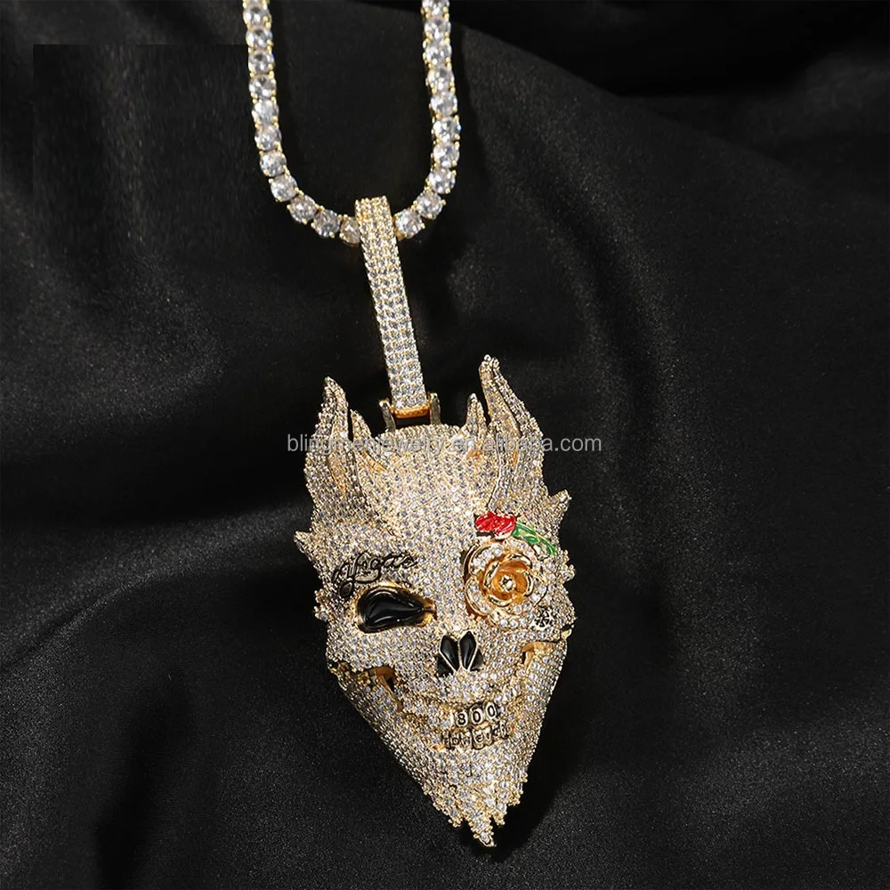 In Stock Hip Hop Rock Punk Rock Punk Men Skull Pendant Necklace Gold ...