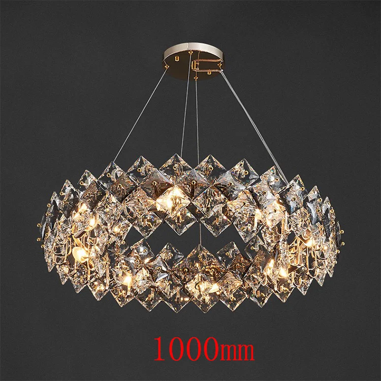 Роскошные круглые светодиодные подвесные светильники, Хрустальная современная домашняя люстра
