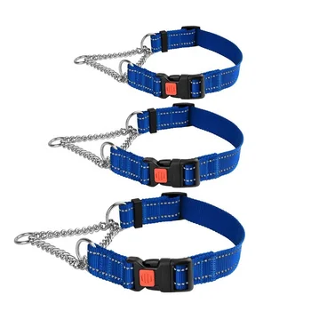 Hand Made Strong Adjustable Pet Martingale Training Stainless Chain Choke Collars For Dog