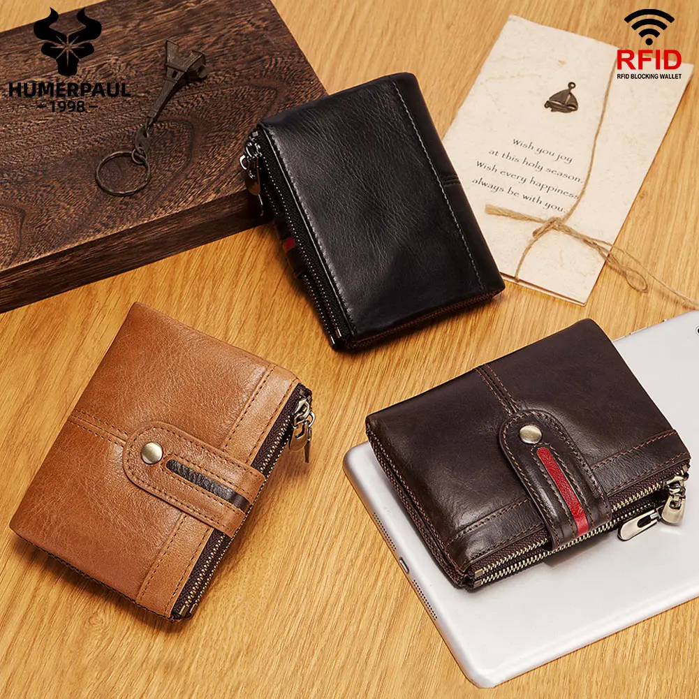 HUMERPAUL Cartera de Cuero Genuino Minimalista para Hombre, Cartera de Mano  RFID, Cartera de Cuero Impermeable Personalizada para Hombre, Venta al por 
