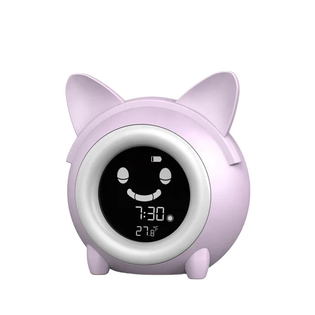The Children Sleep Training LCD Cartoon Night Light Funny Alarm Clock