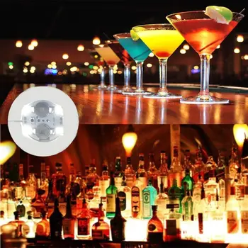 12Pcs  Waterproof LED Coaster Sticker Bottle Cup Holder Lights Wine Liquor Sparklers for Champagne Party Colorful