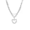 Collana con doppia croce d'amore in argento bianco con spine