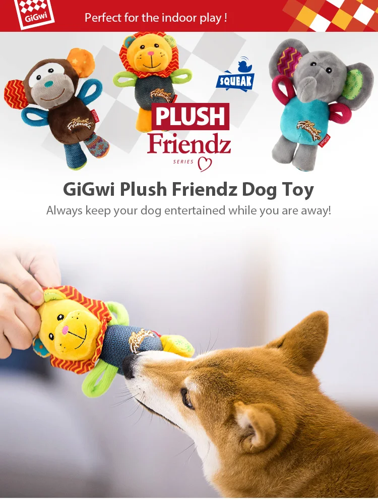 Gigwi Plush Friendz Series Built-in Sound Cute Shape Surface Texture ...