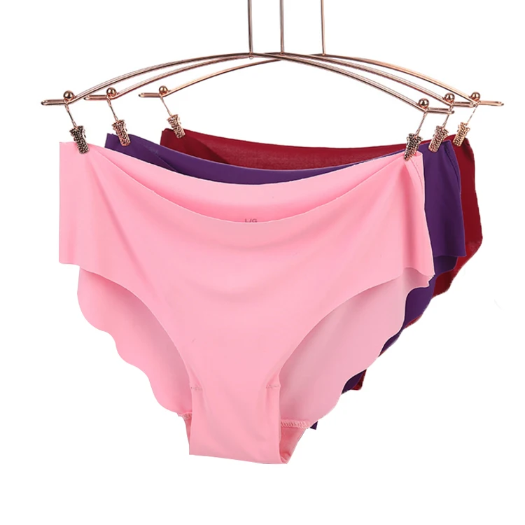 Women Ice Silk Seamless Traceless Panties Briefs Underpants Underwear Lingerie 