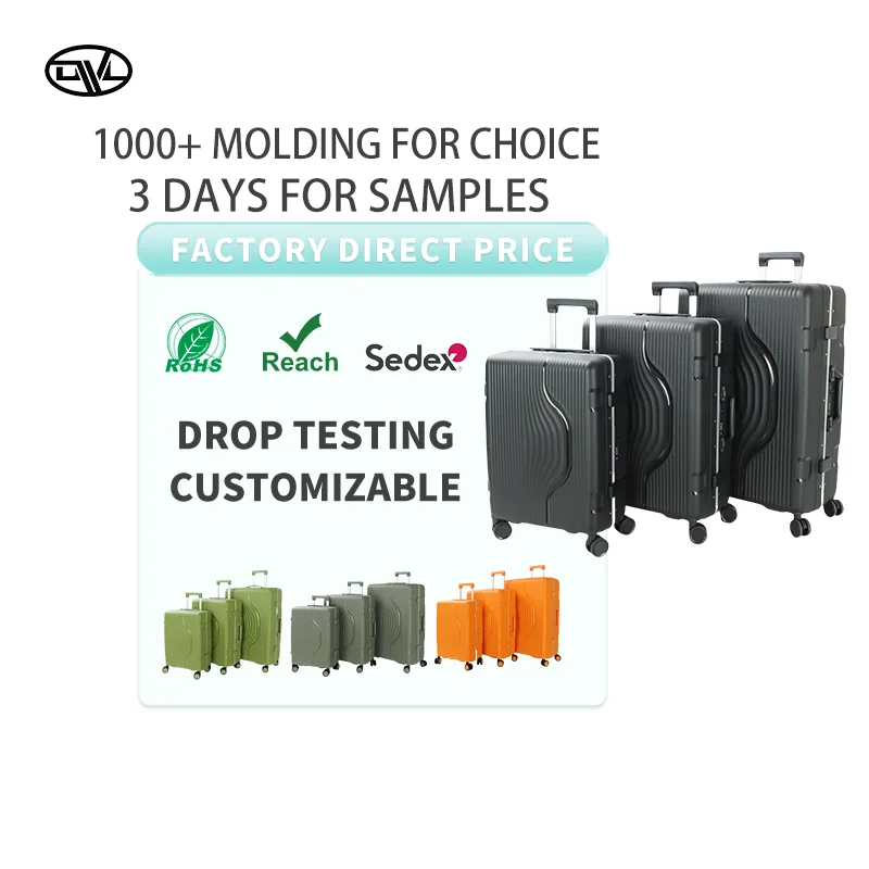 2025 New Luxury Modern Aluminum Frame Luggage Set Zipper Closure with Silk Inner Expandable OEM & ODM Accepted