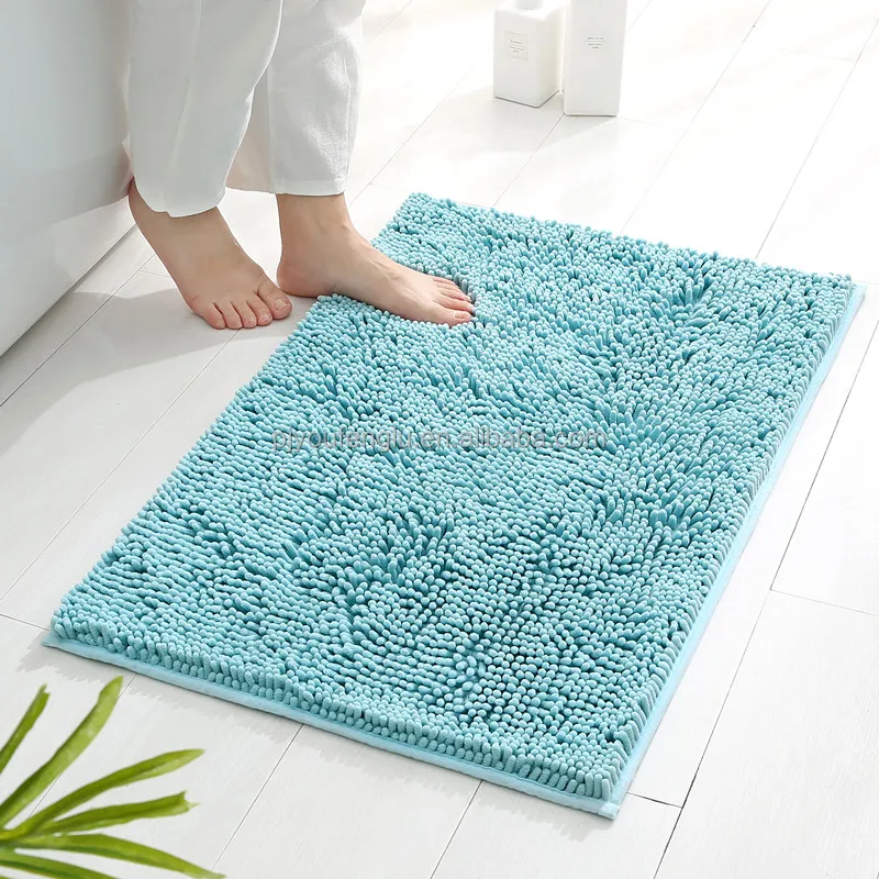 Customizable Super Absorbent Microfiber Door Mat - Non-Slip Chenille Bath Rugs for Bathroom, Living Room, and Kitchen, Plush Floor Mats and Entrance Rugs