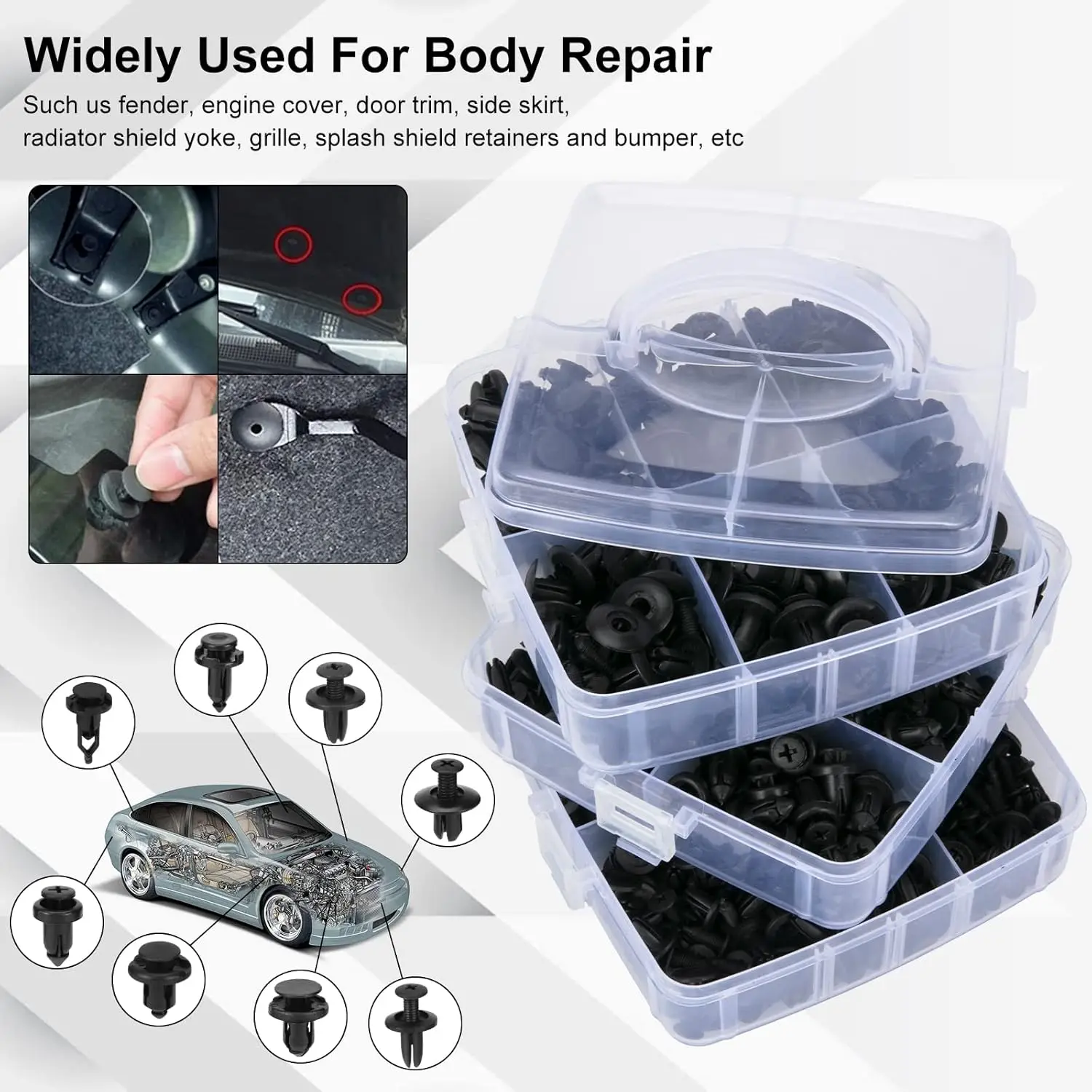 New Auto Fasteners Assortment Car Push Retainer Clips Nylon Bumper Fender Rivets Fasteners Remover