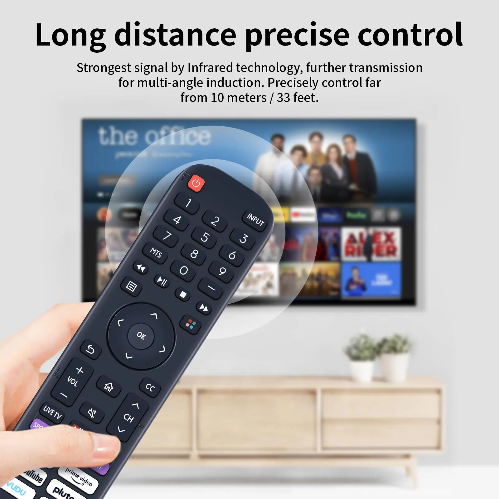Replacement EN2B30H ABS LED LCD Fixed Code Remote Control Compatible Hisense Vidaa Smart TV for Home Use 1-Year Certified RoHS