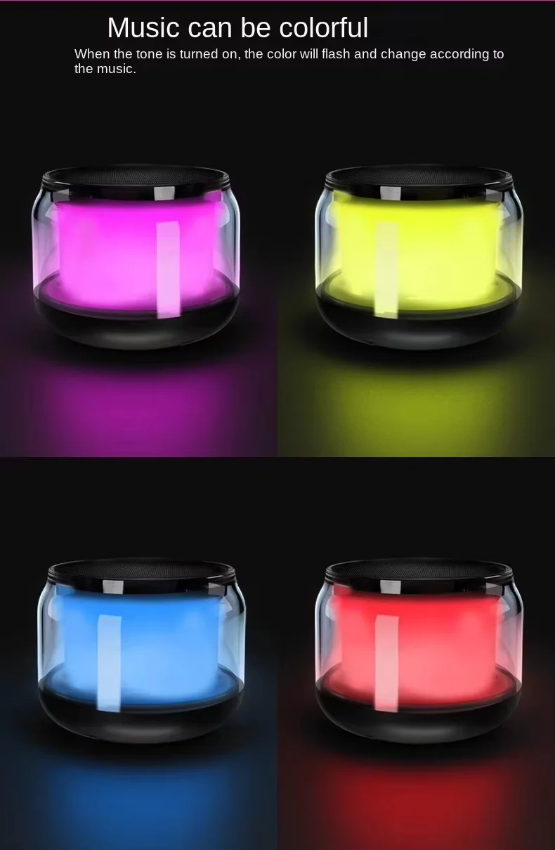 BT 5.0 Speaker Subwoofer Portable Player RGB Light Speaker Waterproof USB Outdoor Speaker