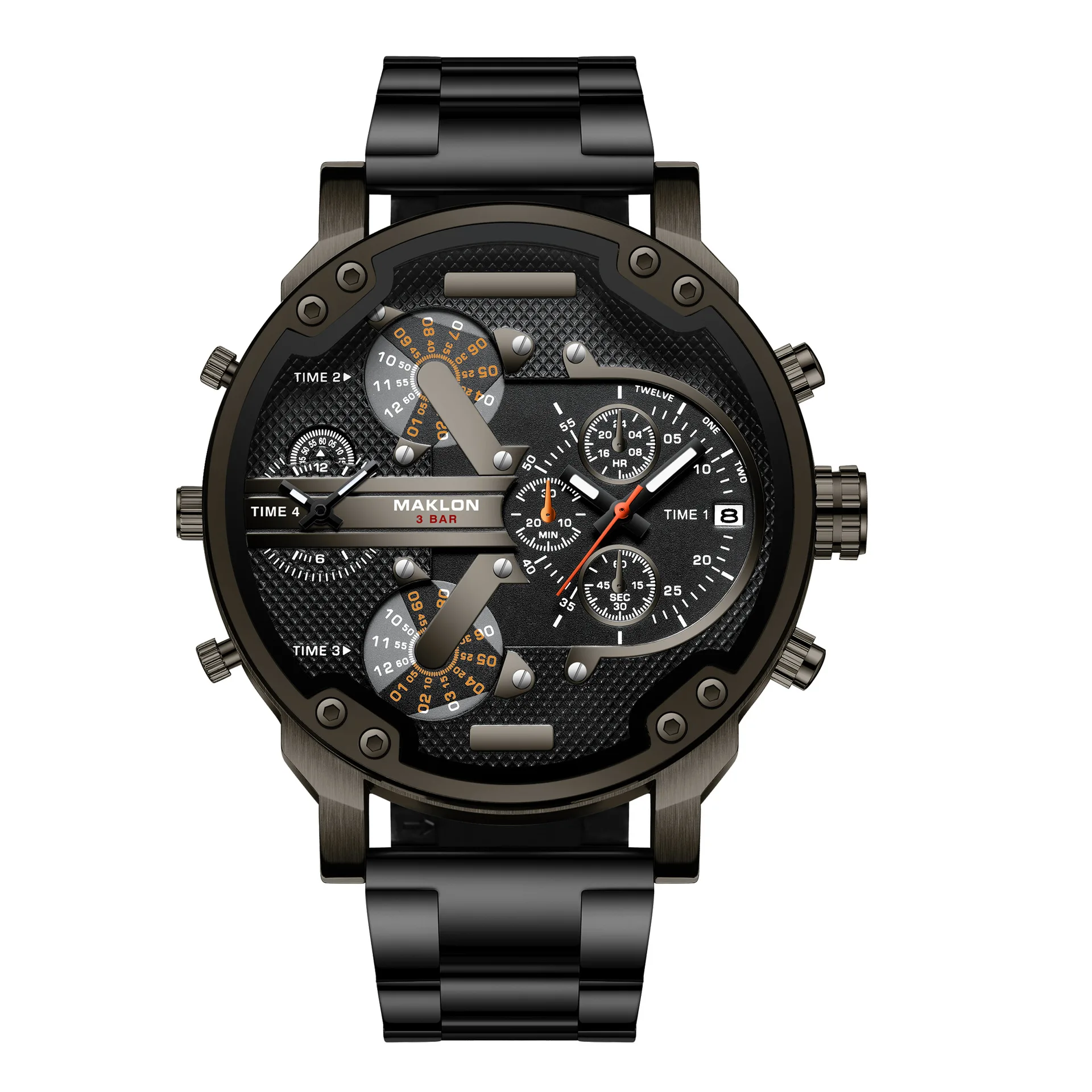 Men's Large Dial Stainless Steel Analogue Quartz Sport Watch Durable Movement Fashionabl aperçu 10